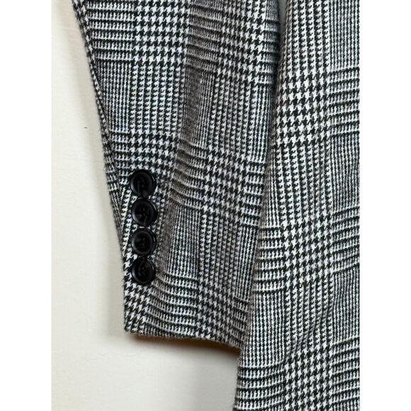 Nili Lotan Women's Size S Black White Plaid Double Breasted Overcoat - Picture 8 of 10